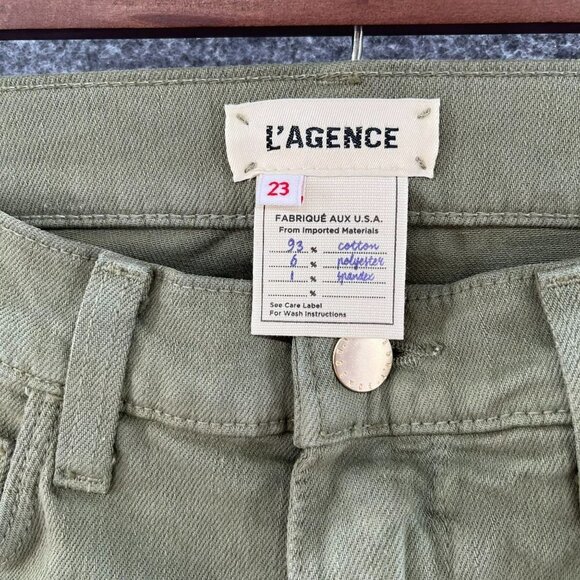 L'Agence Sada Cropped Ankle High Rise Jean Basil Raw Hem Comfort Stretch -NWOT - Picture 2 of 10
